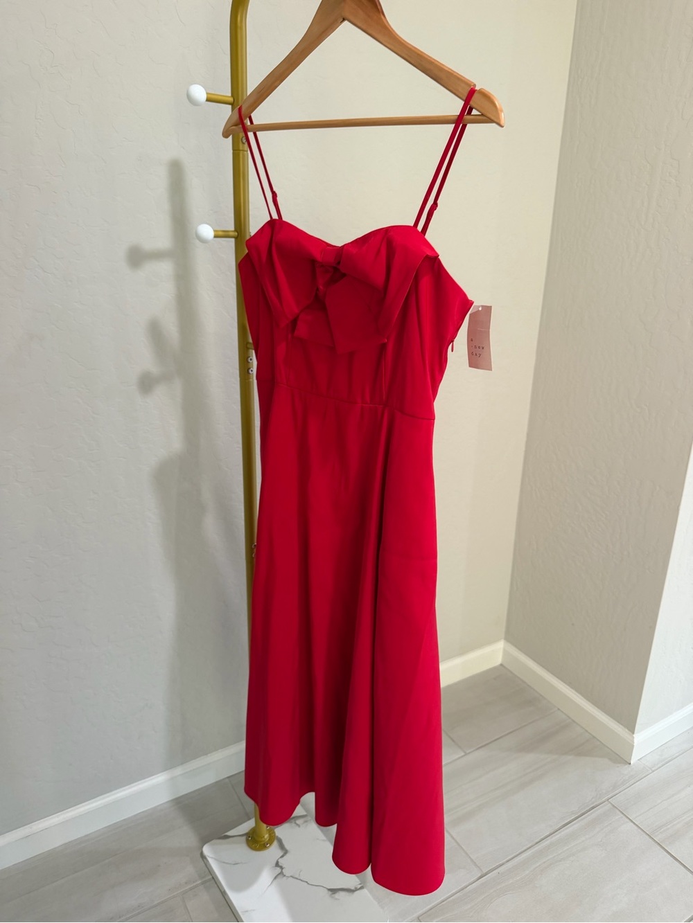 a new day Red Strapless Ruffle-Front Midi Dress